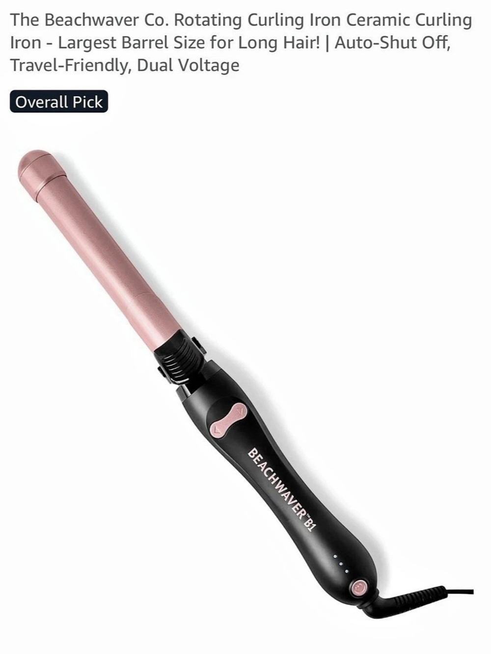 Beachwaver Co. B1. Rotating Curling Iron Pink